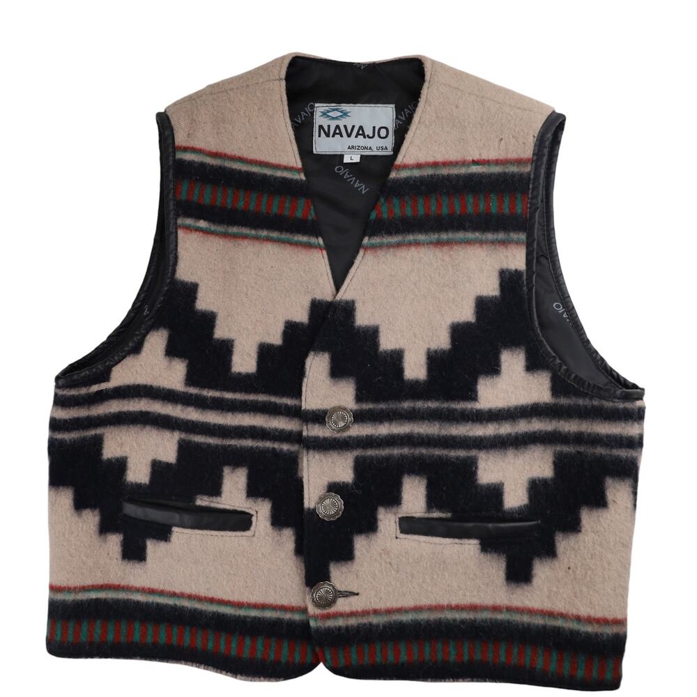 Vintage Navajo Arizona Southwestern Print Wool Vest